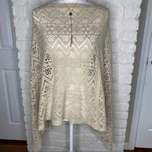 2 Chic Cream Knit Poncho S/M